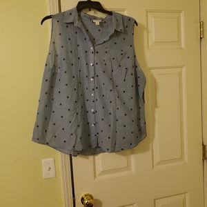 Chambray Polka Dot Top